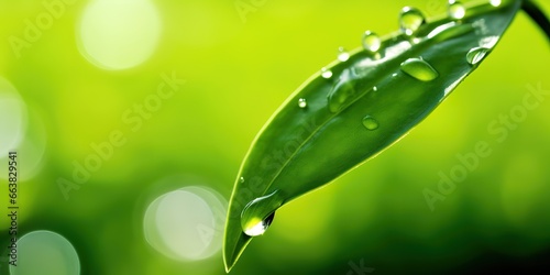 Beautiful green leaves with water drops, close-up
