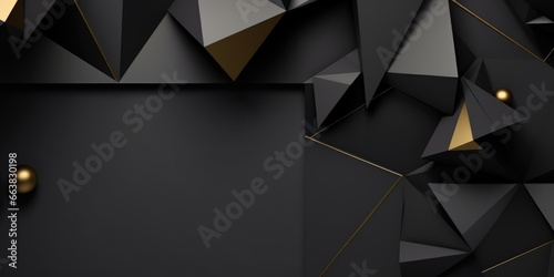 A black and gold geometric background with a gold sphere, Black Friday background photo
