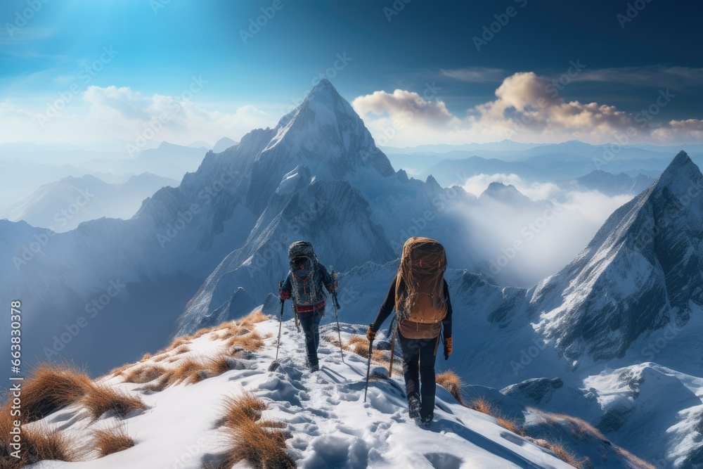 Hikers' Snowy Summit