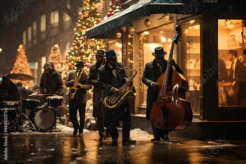 Jazz Band in City Street photo