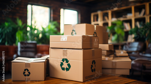 Recycled Cardboard Moving Boxes with Recycle Logo