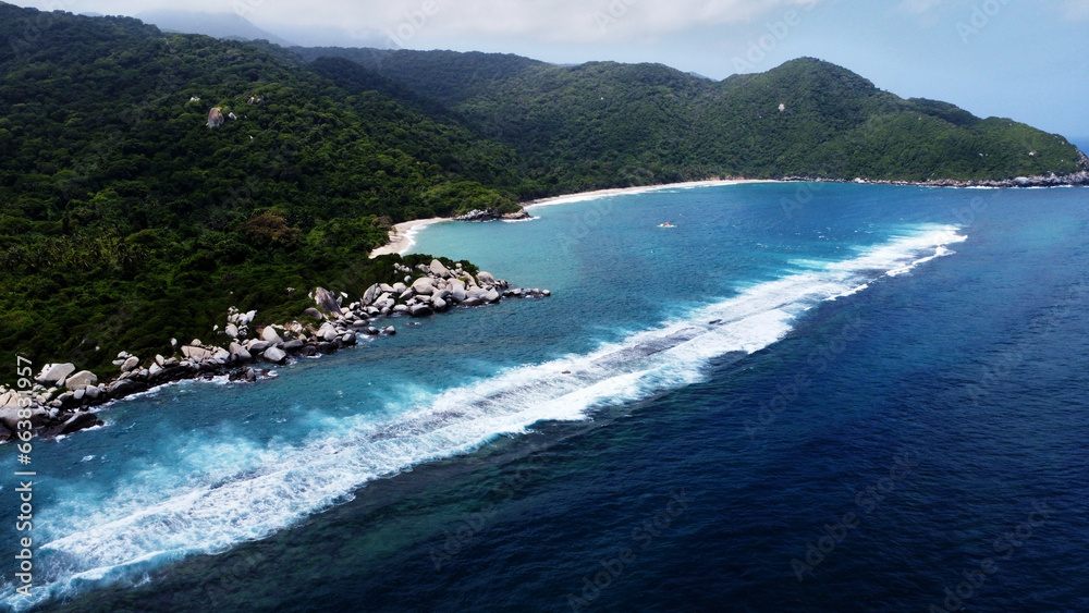 coral strip on the caribbean coasts in tayrona park colombia