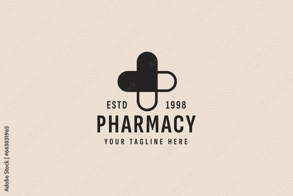 Obraz premium vintage style pharmacy logo vector icon illustration