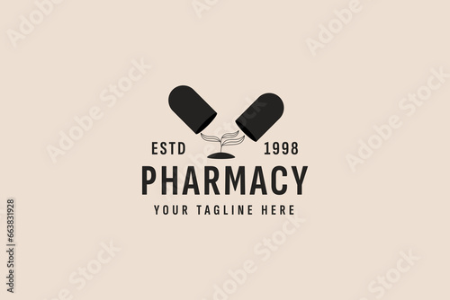 vintage style pharmacy logo vector icon illustration