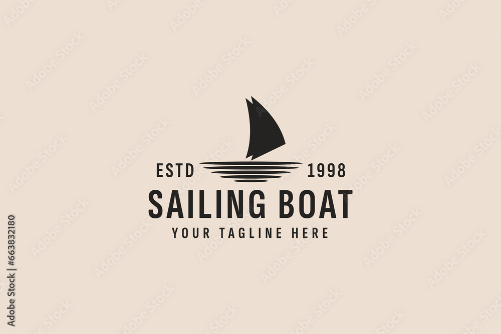 vintage style sailing boat logo vector icon illustration - obrazy, fototapety, plakaty 