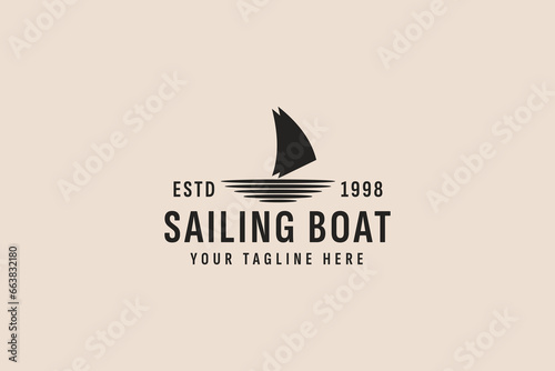 vintage style sailing boat logo vector icon illustration