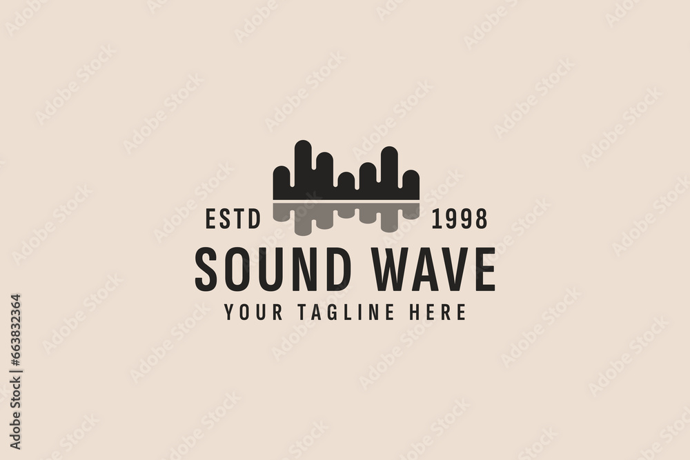 vintage style sound wave logo vector icon illustration