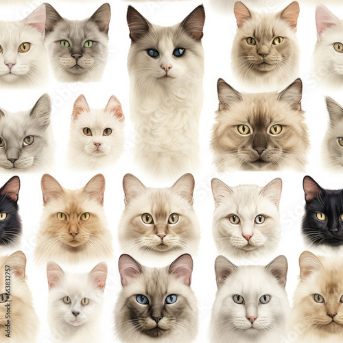 Ragdoll cats breed cute cartoon repeat pattern