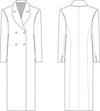 full long coat jacket technical drawing flat sketch 