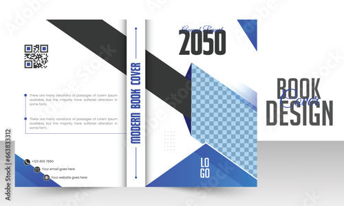 Modern book cover design template with geometric shapes.