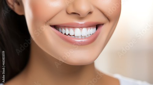 Close-up of a Beautiful Smile with Shining White Teeth