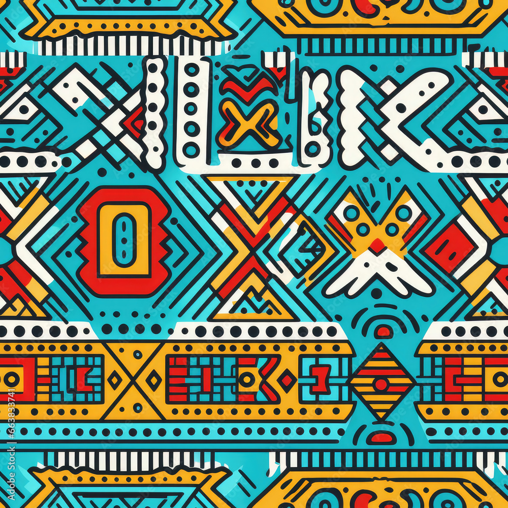 Aztec bohemian cartoon repeat pattern tile boho Aztec bohemian cartoon repeat pattern tile boho
