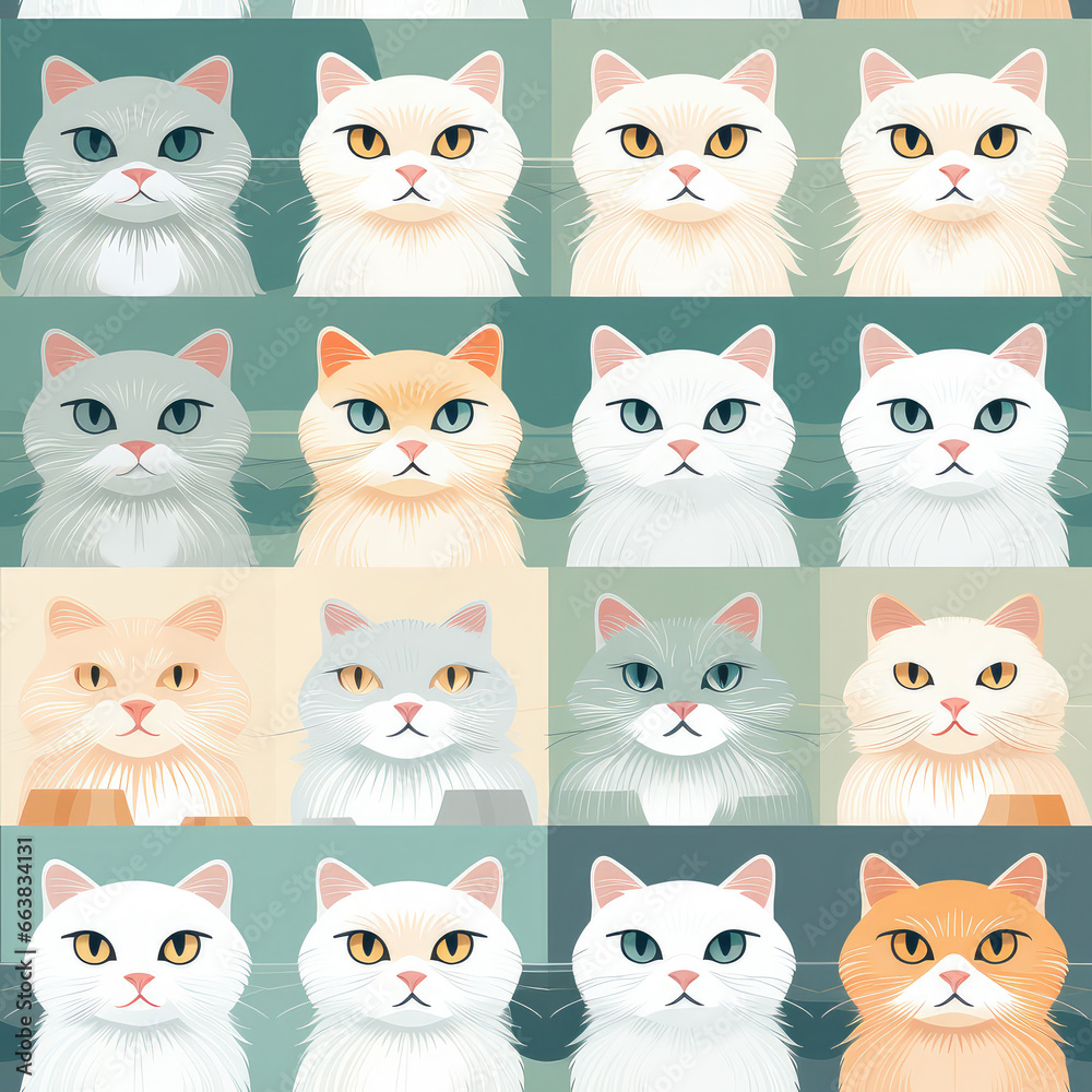Scottish fold cats breed cute cartoon repeat pattern Scottish fold cats breed cute cartoon repeat pattern