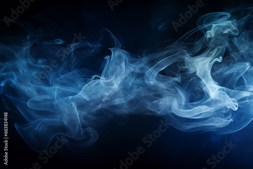 Blue and White Smoke Cloud on Dark Blue Background - High Quality Photo