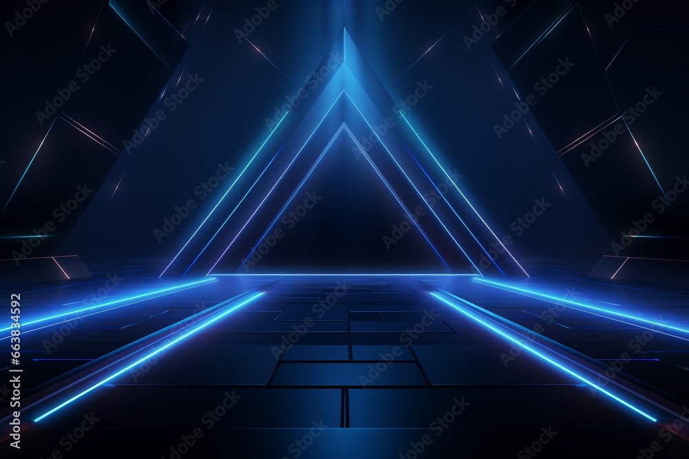 Fototapeta premium Dark Blue Futuristic Background with Neon Lights