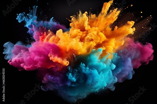 Abstract Colorful Powder Explosion on Black Background © pierre