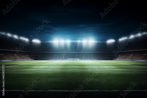 Soccer Stadium's Nighttime Spotlight Spectacle