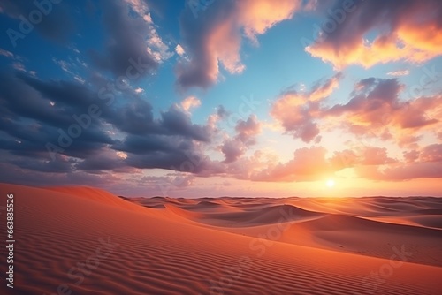 Desert Sunset: Majestic Sky and Clouds