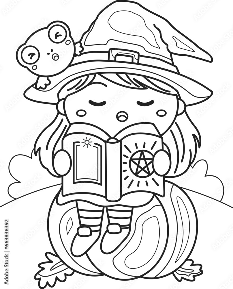 Halloween Witch Costume and Frog Cartoon Coloring Pages for Kids and Adult Activity Halloween Witch Costume and Frog Cartoon Coloring Pages for Kids and Adult Activity