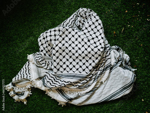 Symbol. Typical scarf of the Palestinian people. kufiya.