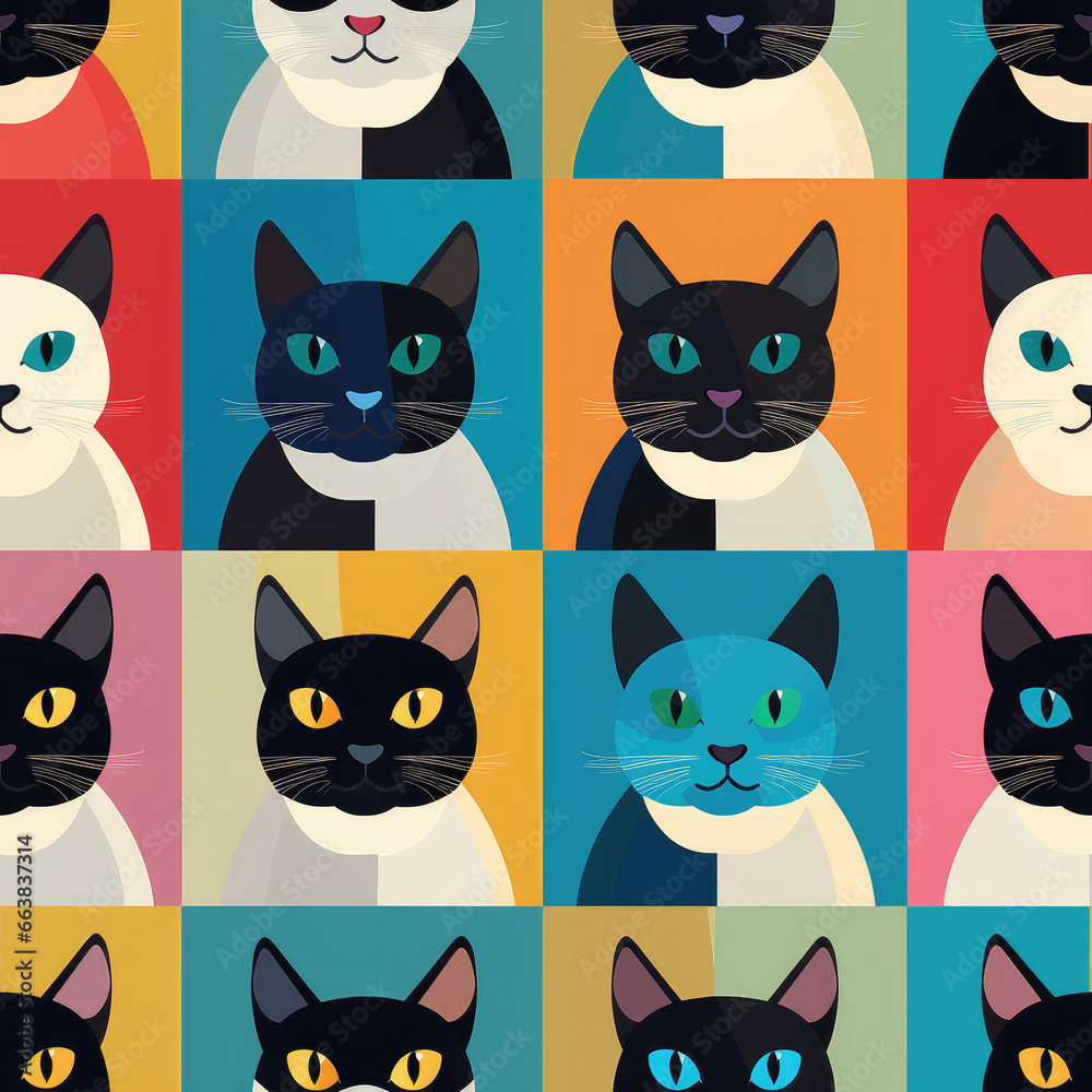 Siamese cats breed cute cartoon repeat pattern Siamese cats breed cute cartoon repeat pattern