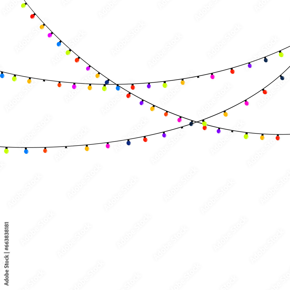 Fototapeta premium Colorful Lighting Garlands Element Decorated in Background.