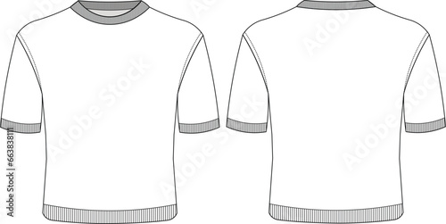 Fotografie ribbed crew neck round neck Short sleeve fit elastic blouse top t-shirt technica