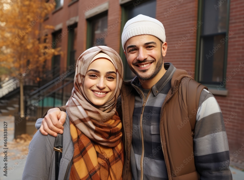 A happy couple smiling and posing together for a picture.. Fictional characters created by Generated AI. A happy couple smiling and posing together for a picture.. Fictional characters created by Generated AI.