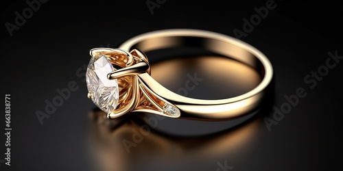 A gold ring with diamonds that is very beautiful and luxurious, elegant, simple photo