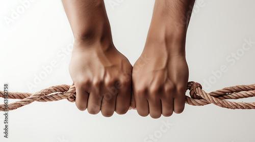 Persons' Hands Tied with a Rope: Symbolizing Feeling Trapped