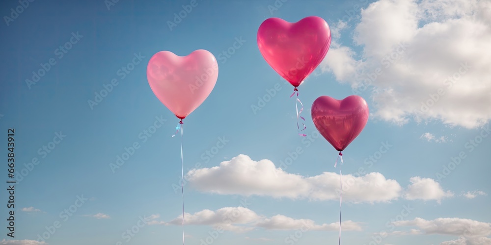 Pastel Pink Balloons Floating in the Air