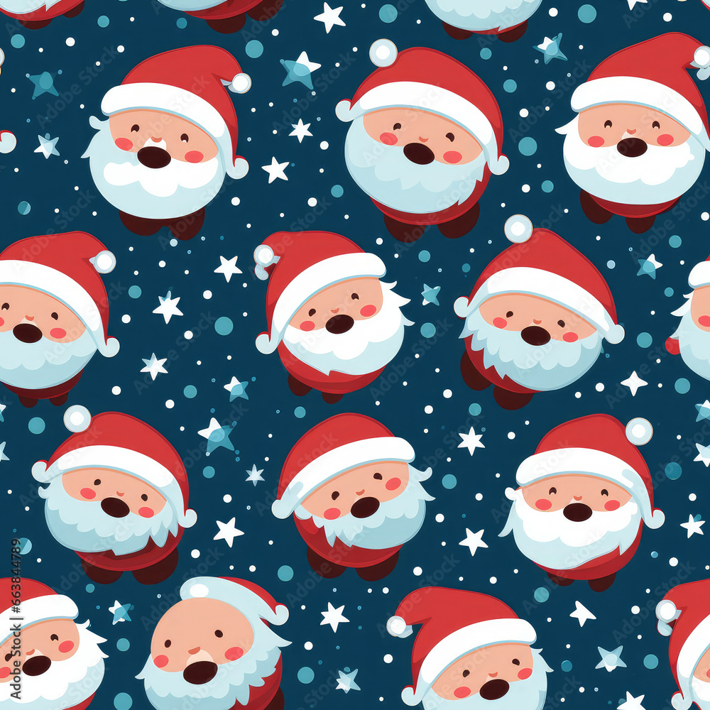 Santa Claus Christmas cartoon repeat holiday pattern
