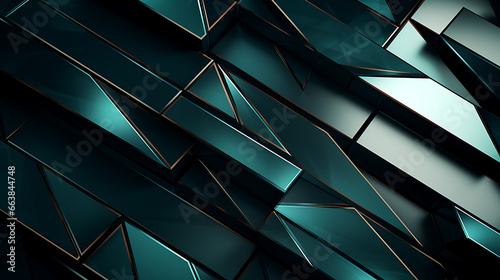 Metallic Geometric Abstract Background with Teal Tones