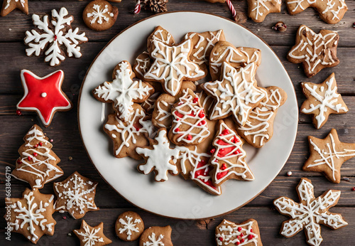 christmas cookies on table, christmas cookies, christmas gingerbread cookies