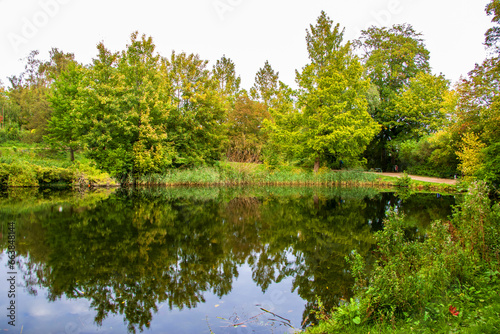 Panoramic lake in Østre Anlæg park in Copenhagen