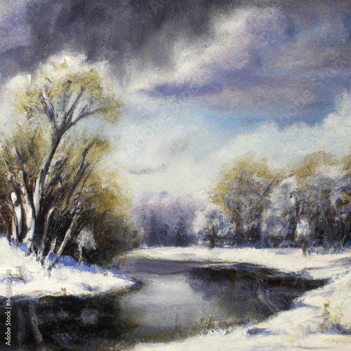 landscape with snow covered trees