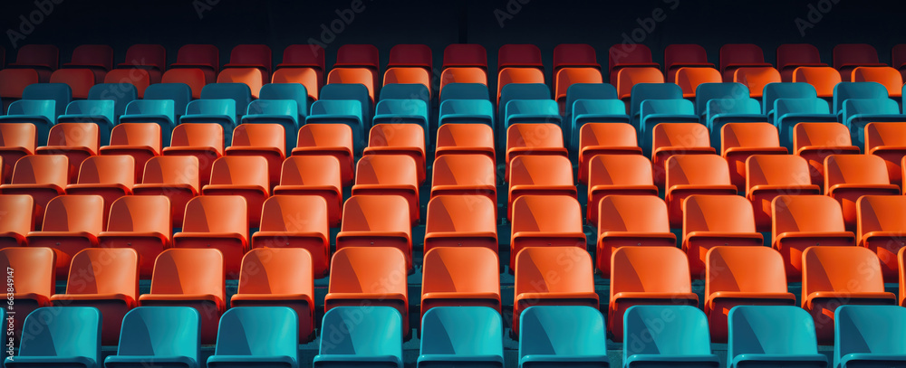 Rows of seats at the stadium