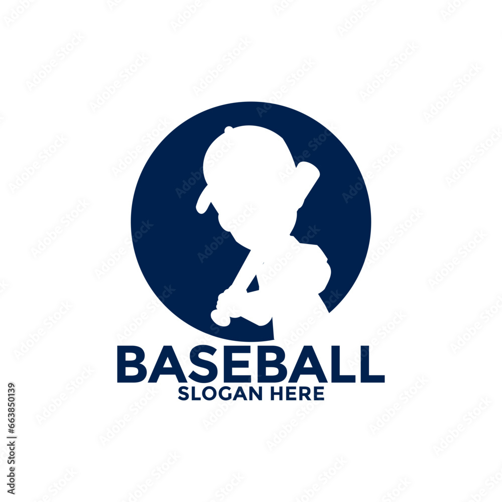 professional baseball player template logo design, silhouette baseball logo vector icon professional baseball player template logo design, silhouette baseball logo vector icon