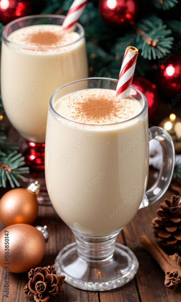 Two Glasses Of Eggnoi With A Red And White Striped Straw And A Red And White Striped Straw And A Red And White Striped Straw Two Glasses Of Eggnoi With A Red And White Striped Straw And A Red And White Striped Straw And A Red And White Striped Straw