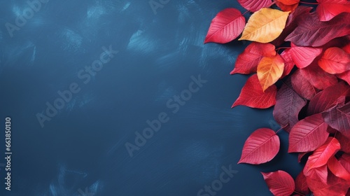 red rose petals on blue background
