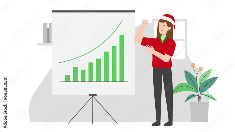 Woman with growth chart illustration design