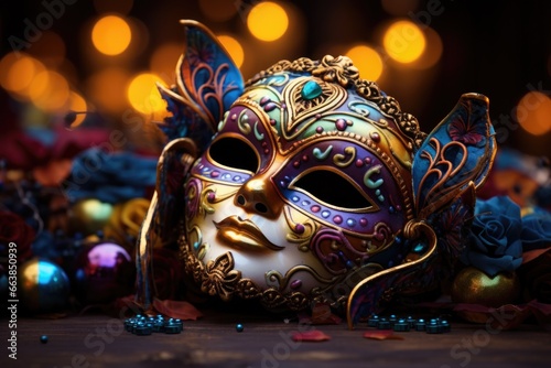 Mardi gras mask on dark background. AI Generated © dark_blade