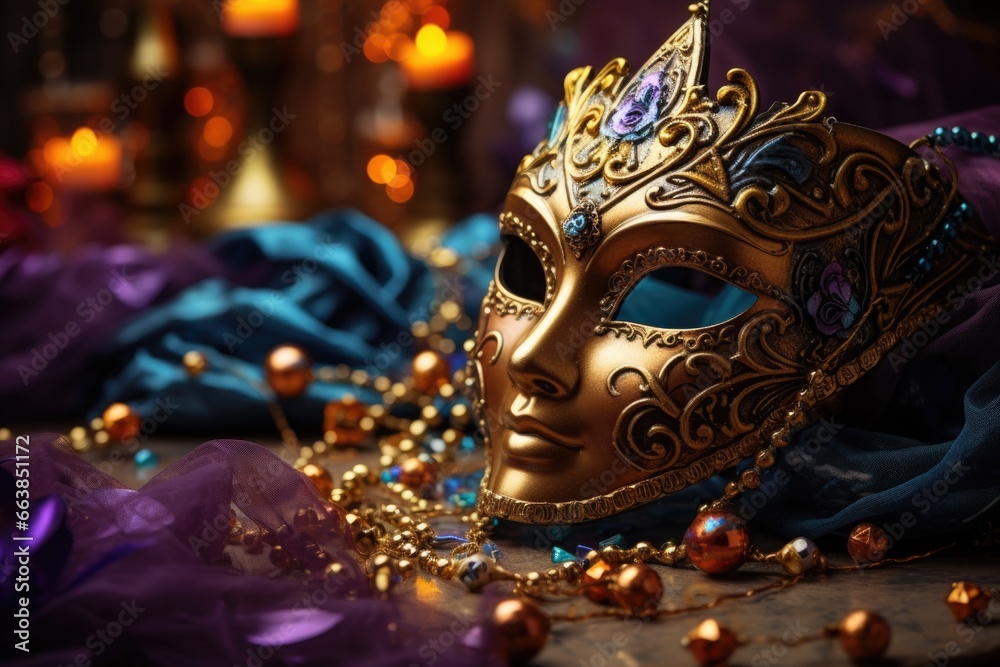 Mardi gras mask on dark background. AI Generated Mardi gras mask on dark background. AI Generated