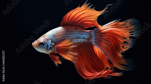 Betta fish, siamese fighting fish, betta splendens on black background