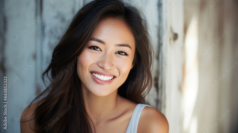 close-up photo of Asian model with radiant smile