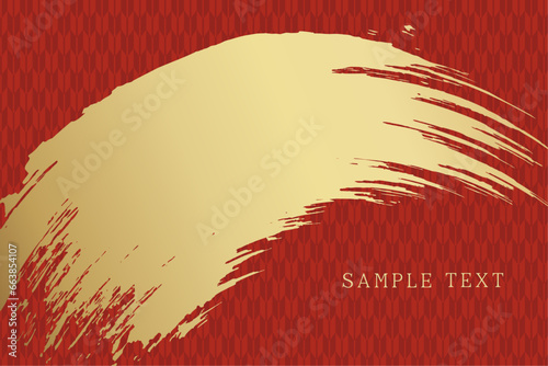 赤い背景に金色の筆で描いた和風のベクター背景素材