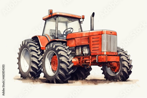 Illustration of a contemporary tractor against a plain white backdrop. Generative AI
