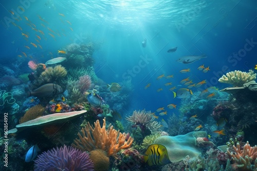 Vibrant underwater scene, ideal for presentations. Generative AI