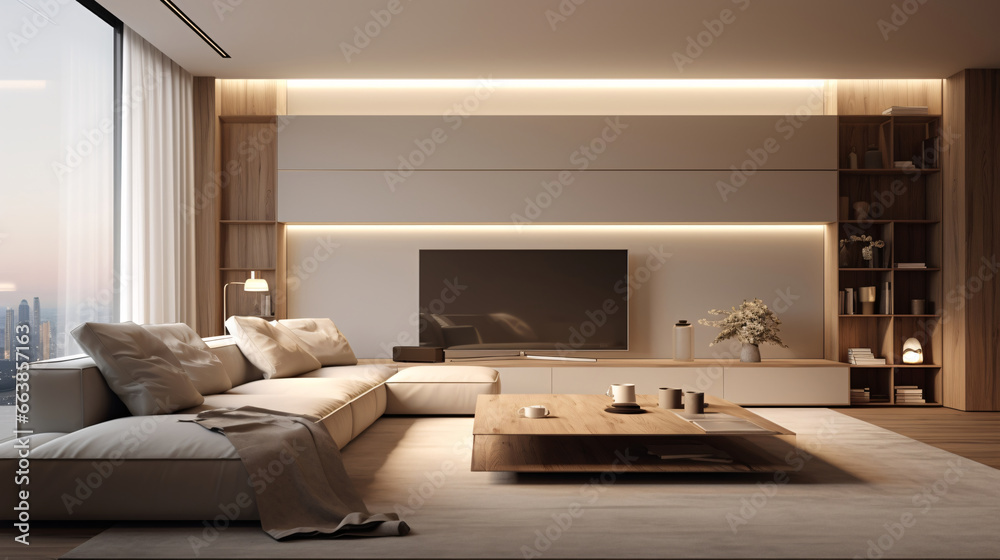 Modern living room interior design with sofa 