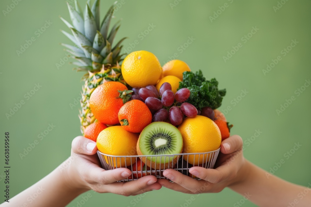 Organic Fresh Fruit on cart. Health Care concept. Generative AI